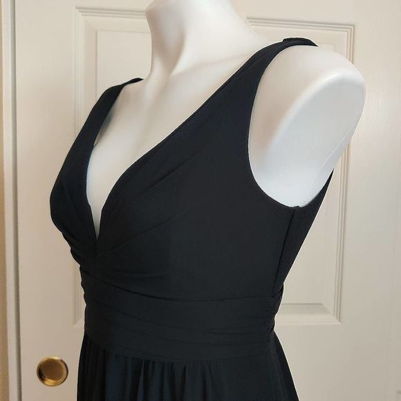 Lulus ruched double V chiffon floor length gown sz M - Picture 6 of 12